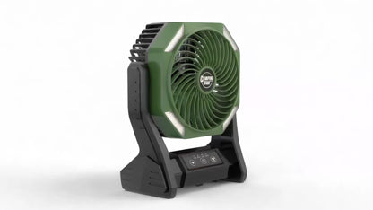 Camping Fan 20000mAh with LED Light and Brushless Motor, 4-Speed 180° Oscillating Portable Outdoor Fan, 22-26H Long Runtime Anti-Slip Base, 3-in-1 Table Fan for Camping, Hiking, Picnic and Emergency