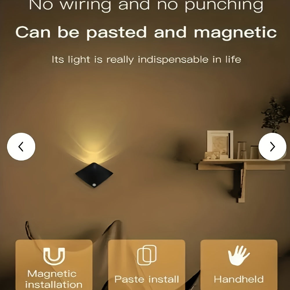 Magnetic LED Motion Sensor Wall Light USB Rechargeable – Wireless Night Light for Hallway, Stairs, Bedroom & Kitchen in White or Warm Light (1, 2 or 4 Pack)