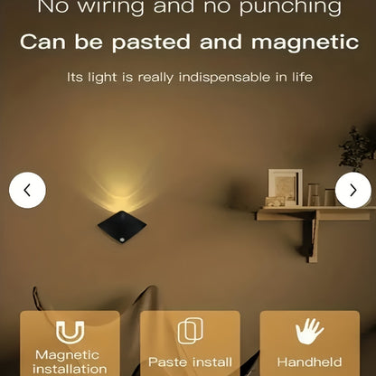 Magnetic LED Motion Sensor Wall Light USB Rechargeable – Wireless Night Light for Hallway, Stairs, Bedroom & Kitchen in White or Warm Light (1, 2 or 4 Pack)