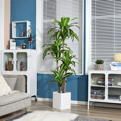Artificial Dracaena Tree in Pot - Realistic Faux Tropical Floor Plant for Indoor & Outdoor Decor, Easy Assembly, All-Season Home Office Living Room Porch Decoration, Housewarming Gift, 4ft 5ft 6ft