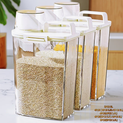 Airtight Food Storage Containers 2/4/6 Pack - BPA-Free 2.5L & 3L Plastic Pantry Bins with Lids, Measuring Cup, Leakproof Seal for Nuts, Flour, Rice, Kitchen Organizer