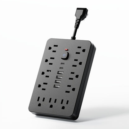 Extension Cord Power Strip with USB Ports 11 AC Outlets 4 USB-A 2 USB-C Surge Protector Overload Protection Short Cord 5FT 10FT for Home Office Study School Desk Charging Station White Black