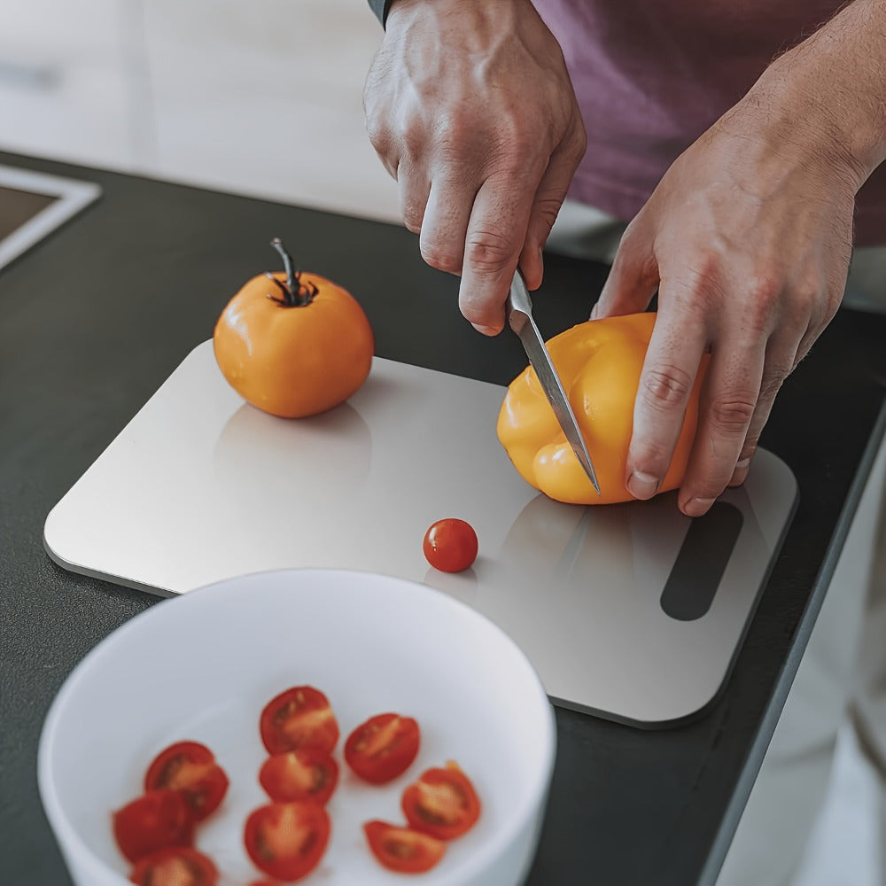 Titanium Cutting Board for Kitchen 14"x10" Large Double Sided | 100% Pure Titanium Metal Cutting Board | Durable Non-Porous Knife-Friendly Surface | Premium Kitchen Prep Board for Home & Professional Use