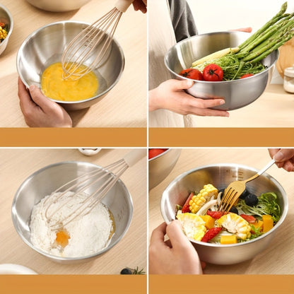 Stainless Steel Mixing Bowl Set 3-Piece with Measuring Marks – Small Medium Large Nesting Bowls for Cooking, Baking & Food Prep, Durable 304 Stainless Steel Salad Bowl Set for Kitchen & Restaurant
