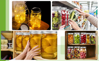 Mason Jars 32 oz Wide Mouth with Lids 4 Pack – Glass Canning Jars for Food Storage, Meal Prep, Pickling, Fermenting & Pantry Organization, Dishwasher Safe, Leak-Proof Split Seal Lid