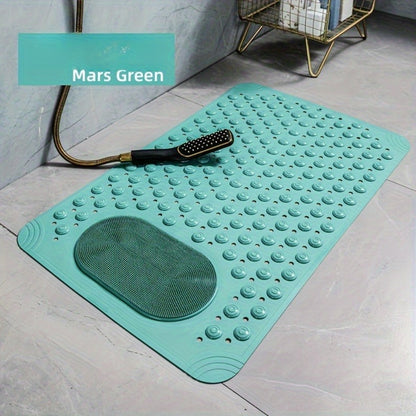 Non-Slip Bath Mat with Massage Buttons - PVC Shower Mat with Polka Dot Pattern, 0.35" Thick Rectangular Bathroom Safety Mat | Anti-Slip Bathtub Mat for Shower, Tub & Bathroom Floor | Multiple Colors