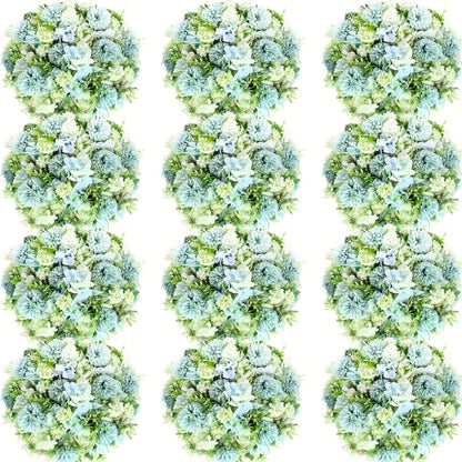 Artificial Peony Flowers 12 Bundles - Faux Peony & Hydrangea Bouquet for Wedding Centerpiece, Table Floral Arrangement, Vase Decor, Home & Holiday Decoration (Blue White, Pink, Purple, White, Green)