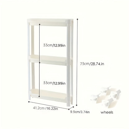 Behind Door Storage Rack, Multi-Layer Slim Organizer for Bathroom & Kitchen, Space Saving Over Door Shelf, Narrow Cabinet Rack with Fixed Hook, Plastic Stackable Storage