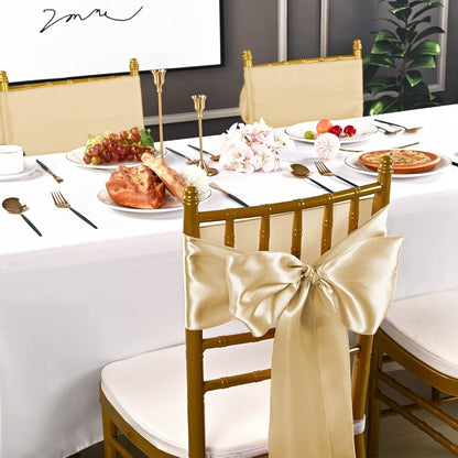 50pcs Satin Chair Sashes Bow Ribbon 7x108in - Universal Chair Belt Streamer for Wedding Reception Banquet Restaurant Hotel Party Event Decoration, 3 Colors
