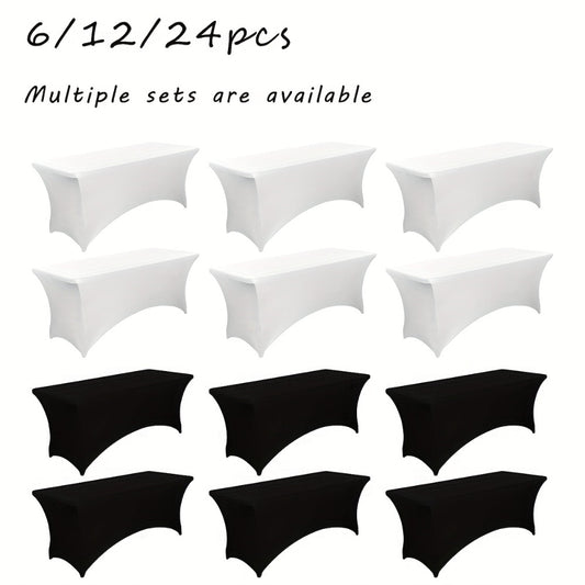 6 Foot Stretch Tablecloth 6/12/24 Pack - Rectangular Spandex Table Cover for Weddings, Trade Shows & Events