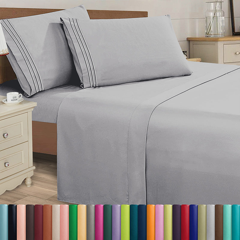 Microfiber Bed Sheet Set 4-Piece Deep Pocket Cooling Sheets Twin Full Queen King Cal King Split King – Soft Wrinkle Fade Resistant Hotel Quality Bedding