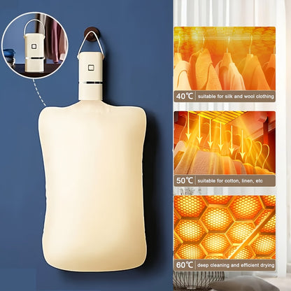 Portable Mini Dryer with Timer Function Compact Travel Clothes Dryer with Drying Bag for Delicates Underwear Small Clothing Items Apartments Dorms RVs Quick Easy Use