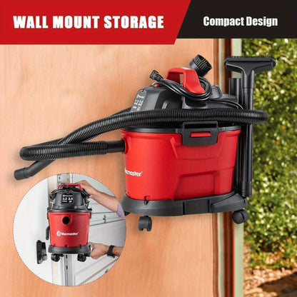 Wall Mount Wet Dry Vacuum 3.2 Gallon 2.5 Peak HP, Space-Saving Shop Vac with Cloth Filter for Wet Spills & Dry Debris, Garage Workshop & Home Cleaning Vacuum