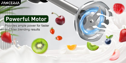 Immersion Blender 8-in-1 Electric Hand Blender with Turbo Mode & Detachable Base – 304 Stainless Steel Handheld Blender with Whisk Milk Frother Attachments for Smoothies Soups Baby Food Puree