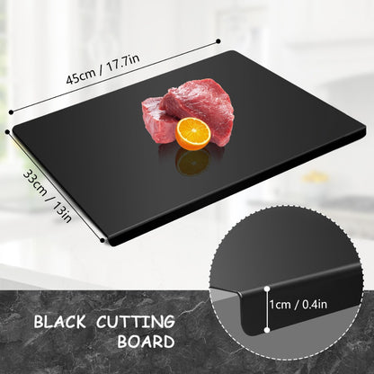 Acrylic Cutting Board with Counter Lip - BPA-Free Food-Safe Clear & Black Kitchen Chopping Board 60% Thicker Non-Slip Countertop Protector for Home and Professional Use