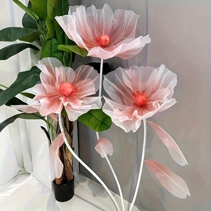 Artificial Silk Peony Flowers Giant Set of 3 Large Fake Flowers with Base & Branches for Wedding, Birthday Party, Home Decor & Window Display – 8 Colors