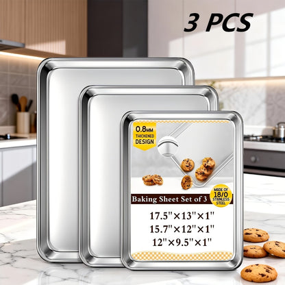 Baking Sheet and Rack Set Stainless Steel Half Sheet Pan with Cooling Rack Heavy Duty Rust Free Dishwasher Safe for Cookie Baking Roasting Grilling 2 3 4 Pan Options