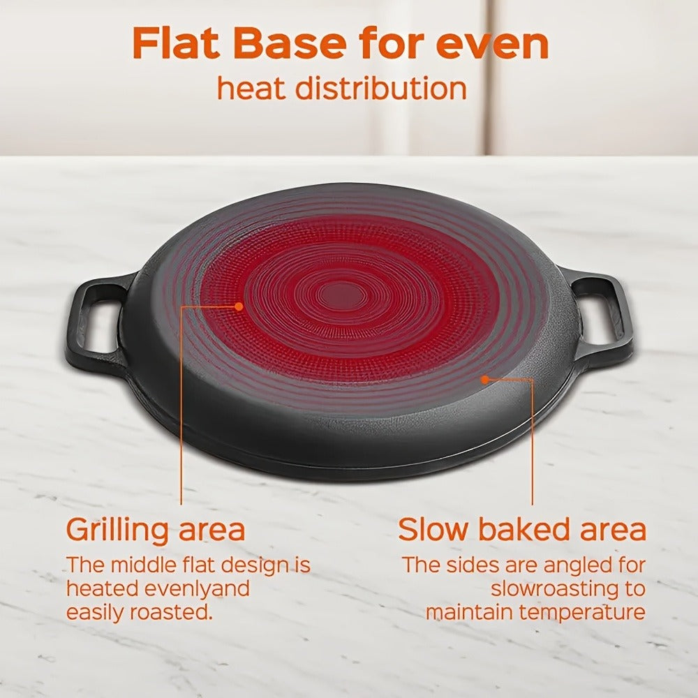 Cast Iron Frying Pan Non-Stick 11 Inch 28cm – Rust-Proof Anti-Deformation Even Heating | Oven & Induction Safe Skillet for Pizza Barbecue & Camping | Durable Cast Iron Pan Single or 2-Pack