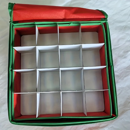 Christmas Ornament Storage Box – Holds Up to 64 Holiday Ornaments, Adjustable Dividers, Covered Lid & Dual Handles, Clear Protective Container Keeps Decorations Safe, Clean & Dust-Free