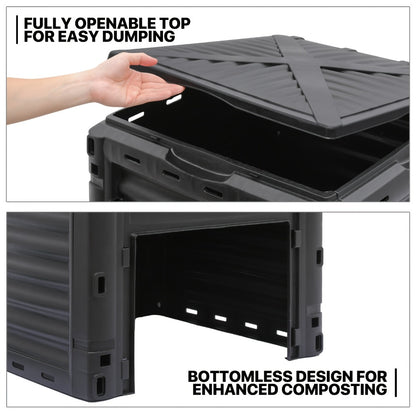 80 Gallon Large Compost Bin Outdoor Tumbler BPA Free Rotating Dual Chamber Composter with Sliding Door for Garden Patio All-Season Fast Working