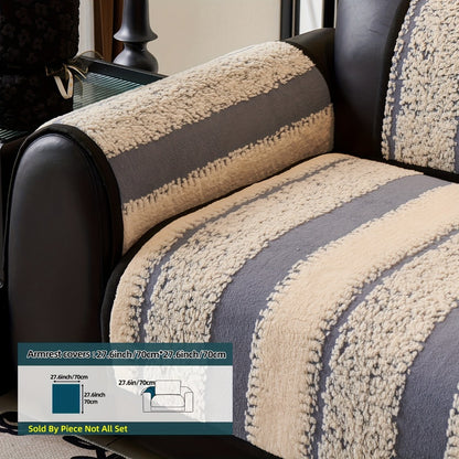 Sofa Cover Plush Jacquard Thick Non-Slip Couch Protector - Pet Friendly Furniture Cover for Living Room Bedroom Office, Machine Washable Retro Style Sofa Slipcover, Loveseat & 4-Seater, Black Grey Green Coffee
