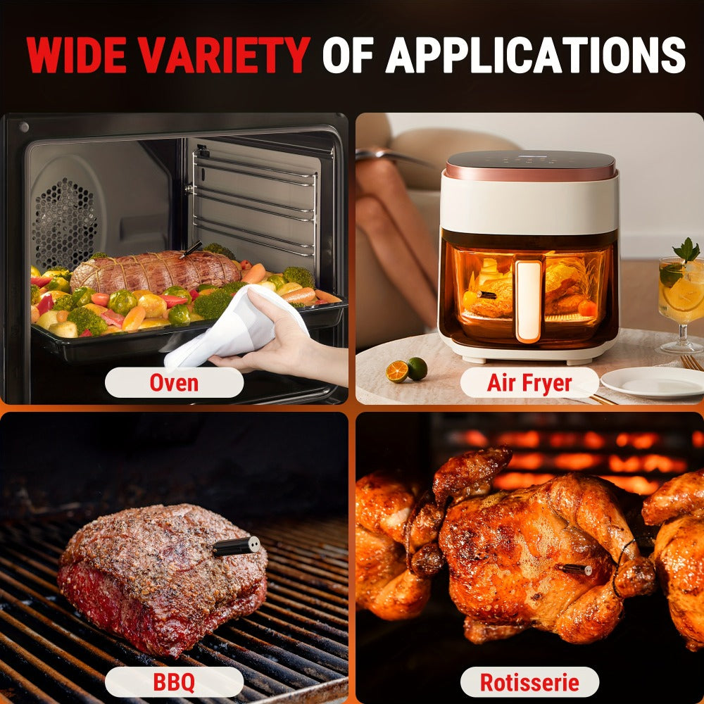 Wireless Meat Thermometer 500Ft Bluetooth – Dual Sensor Digital Food Thermometer for Oven, Grill, BBQ, Smoker & Air Fryer with App & Temperature Alarm