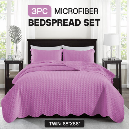 Bedspread Set 3-Piece Microfiber Floral Coverlet with Pillow Shams - Soft Breathable Lightweight All-Season Bed Cover for Queen King Twin California King