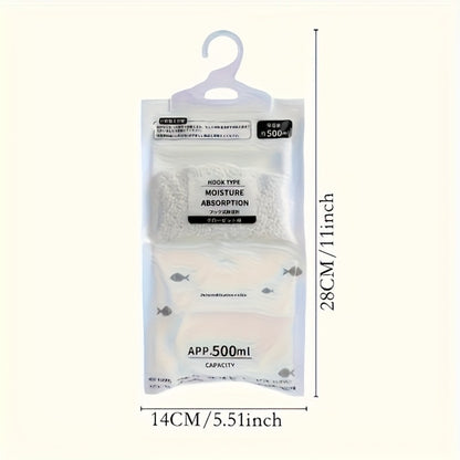 Moisture Absorber Bags 20 Pack Hanging Dehumidifier Bags 90-Day Power-Free Reusable Damp Absorber with Hooks for Wardrobe Bedroom Bathroom Closet