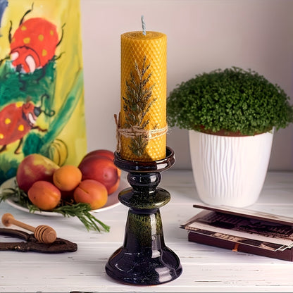 Beeswax Pillar Candles Hand Rolled with Honeycomb Texture – 100% Pure Beeswax, 12+ Hour Burn, Gift Box Set for Home Decor, Christmas, Dinner & Holiday Decorations