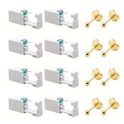 Ear Piercing Kit – 8 PCS Disposable Self Piercing Gun with 316 Stainless Steel Earrings, Safe & Easy Home Ear Piercing Tool for Family & Party Use