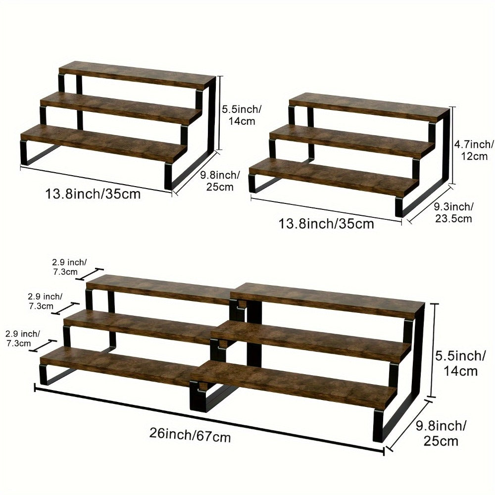 Expandable Spice Rack Organizer 3-Tier 2-Pack – Adjustable 13.8" to 26" Display Riser Stand for Kitchen Cabinet, Countertop & Pantry – Shelf for Spices, Liquor, Perfume, Makeup & Collectibles