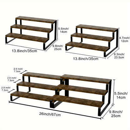 Expandable Spice Rack Organizer 3-Tier 2-Pack – Adjustable 13.8" to 26" Display Riser Stand for Kitchen Cabinet, Countertop & Pantry – Shelf for Spices, Liquor, Perfume, Makeup & Collectibles