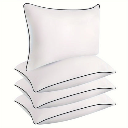 Hotel Quality Sleep Pillows Firm Support Cool-to-Touch Fiber Fill 2/4 Pack - Back Stomach Side Sleeper Pillow Set Soft Breathable Bed Pillows Standard Queen King Size