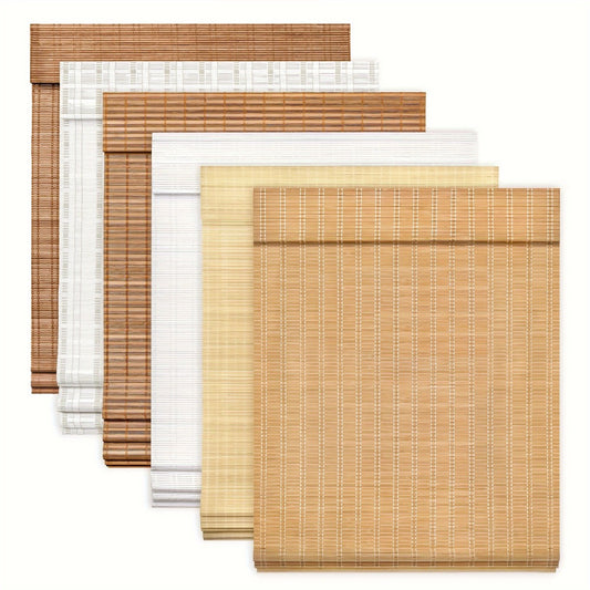 Bamboo Roman Shades Cordless - Light Filtering Roll Up Bamboo Blinds for Windows, Natural Woven Window Treatment for Living Room Bedroom Office, Multiple Sizes & Colors