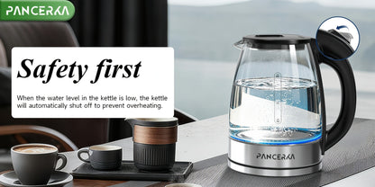 Electric Kettle 1000W BPA Free Auto Shut-Off Stainless Steel Fast Boiling Hot Water Kettle 1.7L Cordless Tea Kettle with Filter Boil-Dry Protection Black