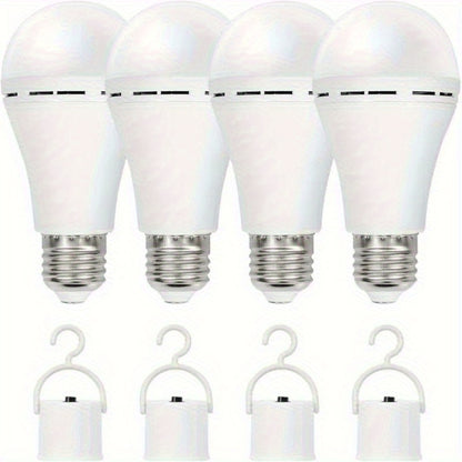 Emergency Light Bulb for Power Outages 2000mAh Rechargeable LED 6000K with Backup Battery – Auto-On Failure Detection, Hangable Emergency Lighting for Home Camping Power Failure, 4 8 12 Pack