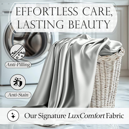 Satin Bed Sheet Set 4-Piece, Cooling Silky Soft Microfiber Sheets with Deep Pocket Fitted Sheet, Flat Sheet & 2 Pillowcases, Breathable Lightweight Bedding for Twin Full Queen King