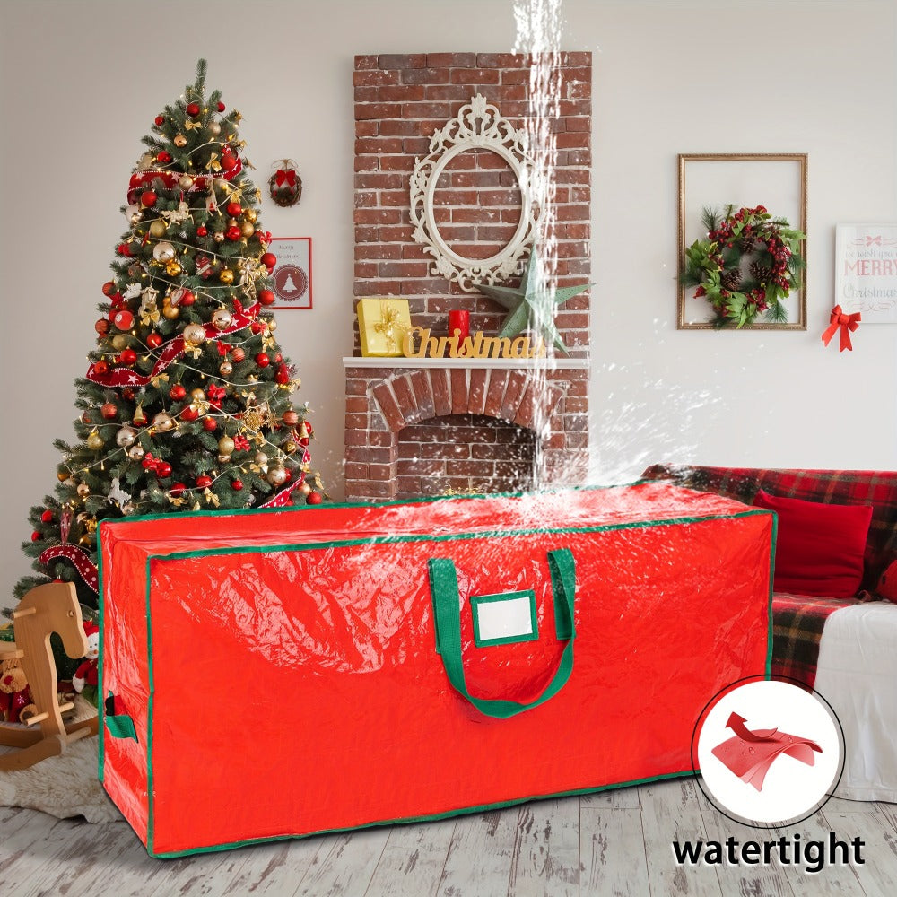 Christmas Tree Storage Bag 7.5ft – Heavy Duty Extra Large Artificial Xmas Tree Bag with Reinforced Handles, Dual Zippers & Wide Opening for Easy Storage, Red