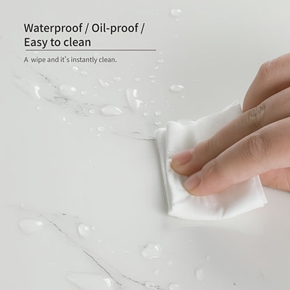 Marble Peel and Stick Wall Panels Self-Adhesive 3D Decorative Tiles - Glossy Marble Sheets for Bathroom Kitchen Living Room - Removable Vinyl Planks White Grey Black Imitation Stone DIY Home Decor