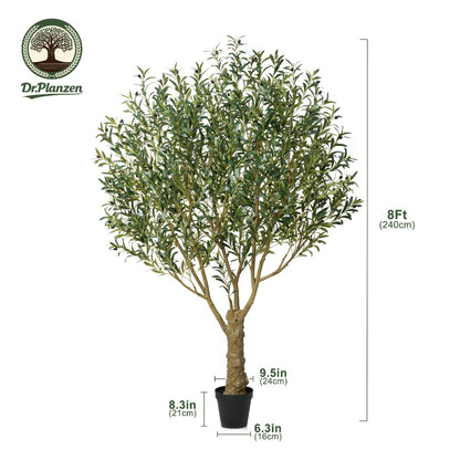 Artificial Olive Tree 5/6/7/8FT UV-Resistant Faux Olive Plant with Black Planter, Lifelike Silk Leaves, Mediterranean Indoor Outdoor Decor for Living Room Office Bedroom Patio