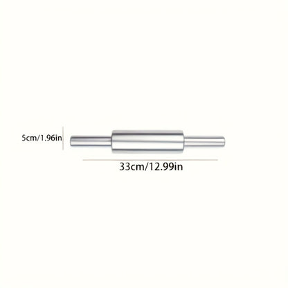 Stainless Steel Rolling Pin, Professional Non-Stick Dough Roller with Non-Slip Grip and Rounded Ends, Easy to Clean Baking Rolling Pin for Pizza Dough, Pie Crust, Pasta, Cookie, Bread, Multiple Sizes