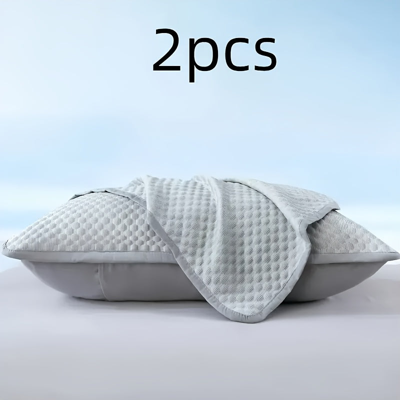 Cooling Pillow Cases 2-Pack 3D Ice Bean Texture – Soft Polyester Pillowcases for Summer | Machine Washable | Cool Sleep Bedroom Pillow Covers | 18.9" x 29.13" | No Insert