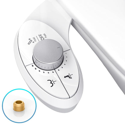 Ultra-Slim Non-Electric Bidet Attachment for Toilet, Self-Cleaning Dual Retractable Nozzles, Adjustable Water Pressure, Fresh Water Sprayer, US Standard, Easy Install