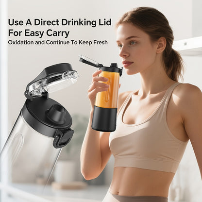 Portable Smoothie Blender USB-C Fast Charge 6-Blade Stainless Steel – Digital Timer Battery Display High-Speed Ice Crush No-Spill Lid | Protein Shake Gym Travel Blender in Black Pink White