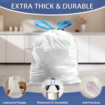 13 Gallon White Roll Garbage Bags Leak Proof Large Capacity Kitchen Trash Bags for Kitchen Living Room Bathroom Waste Bin 26 Count 62 Count 104 Count