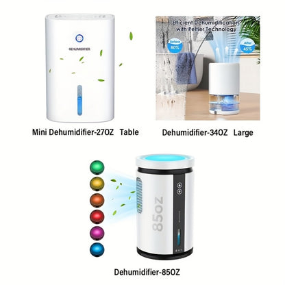 Dehumidifier for Home 215 Sq Ft | Quiet Portable 27oz Peltier Mini Dehumidifier with Auto Shut-Off for Bedroom, Bathroom, Basement, Closet, Kitchen & RV | Keeps Humidity Below 45% | White