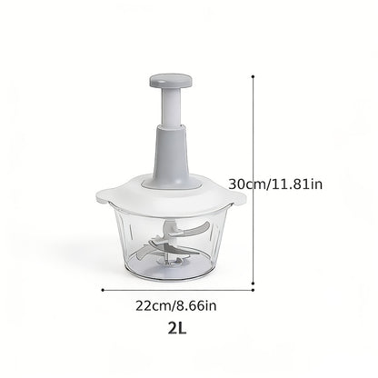 Manual Food Chopper 2L Pull Cord Vegetable Chopper Onion Mincer Garlic Press Meat Grinder with Container - BPA-Free Manual Hand Chopper Kitchen Tool for Salad Herbs Nuts