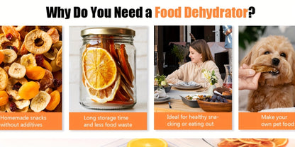Food Dehydrator Machine 5 Stainless Steel Trays 420W with 48-Hour Timer Temperature Control 95-160°F 360° Airflow BPA-Free Dehydrator for Jerky Herbs Meat Fruit Mushrooms with Recipe Book