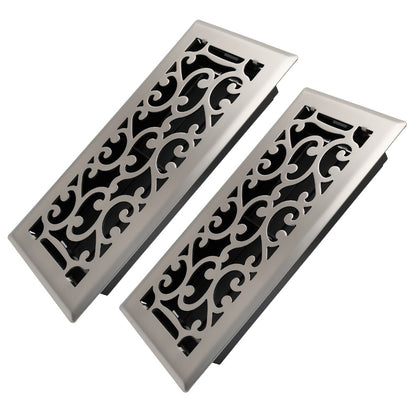 Floor Vent Register Cover 4x10 Inch Heavy Duty Walkable Steel Decorative Air Vent Grille Adjustable Airflow for Home HVAC 2-Pack Savannah Boston Design Multi Finish