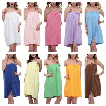 Women's Bath Wrap Towel Robe – Lightweight 250gsm Microfiber Shower Spa Bathrobe with Adjustable Closure One Size Fits Most
